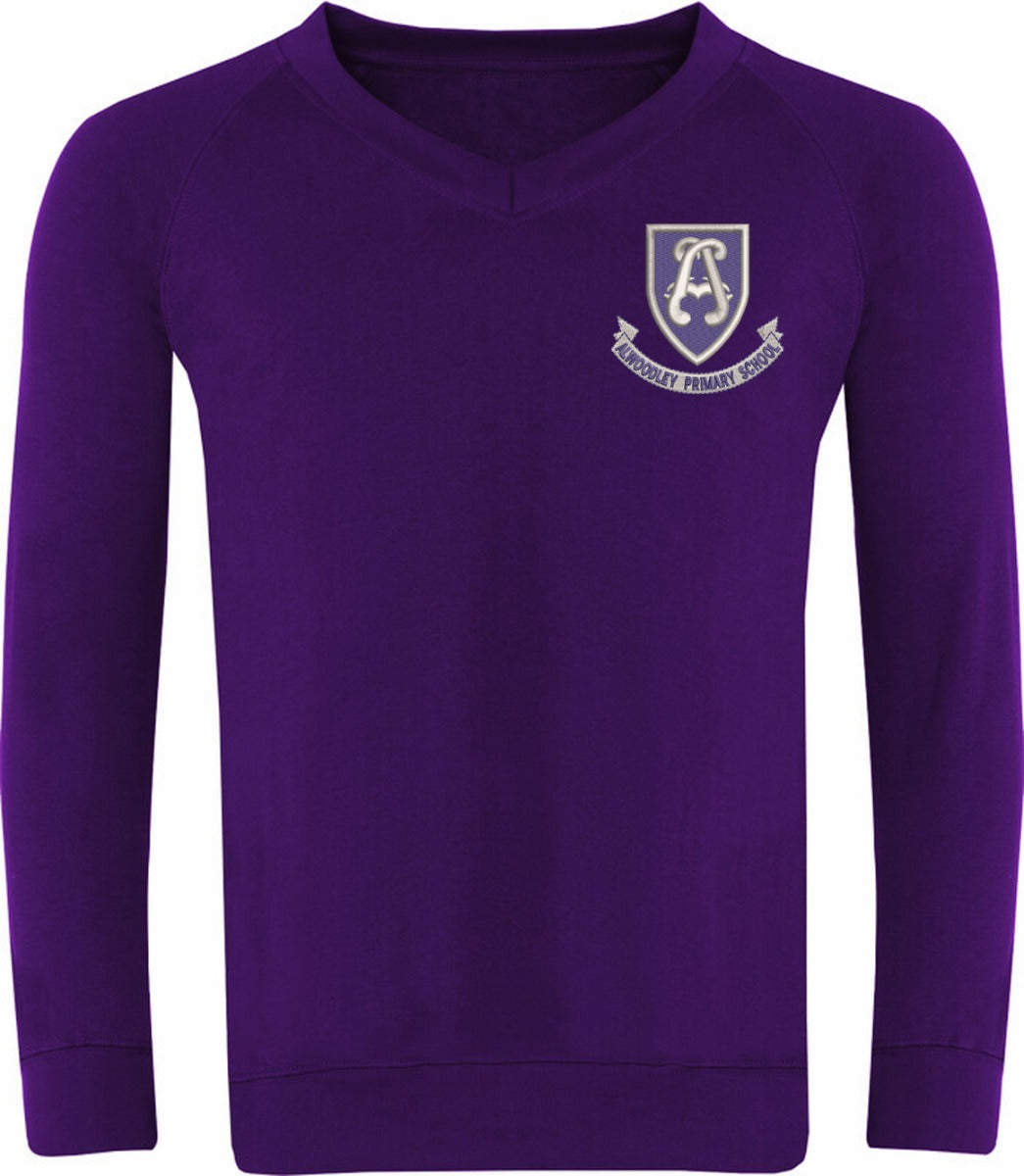 Alwoodley Purple V-Neck Sweatshirt w/Logo