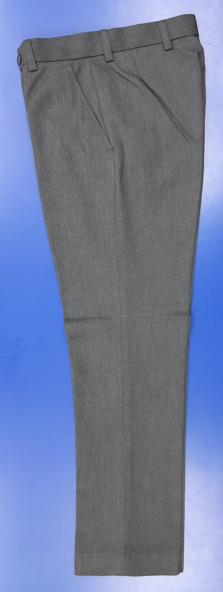 Boys Grey Senior Flat Front Trousers - Slim Fit