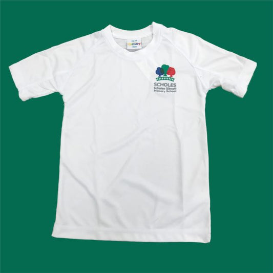 Scholes Primary White P.E T-Shirt w/Logo