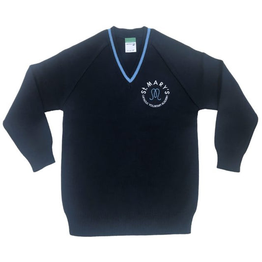 St Marys Horsforth Navy/Sky V- Neck Pullover w/Logo