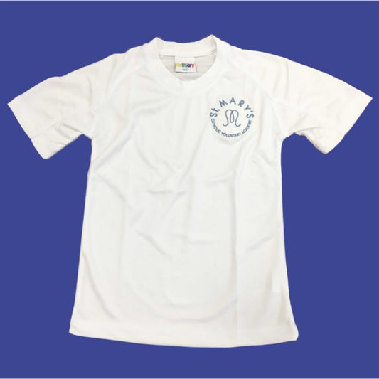 St Marys Horsforth White P.E T-Shirt w/Logo