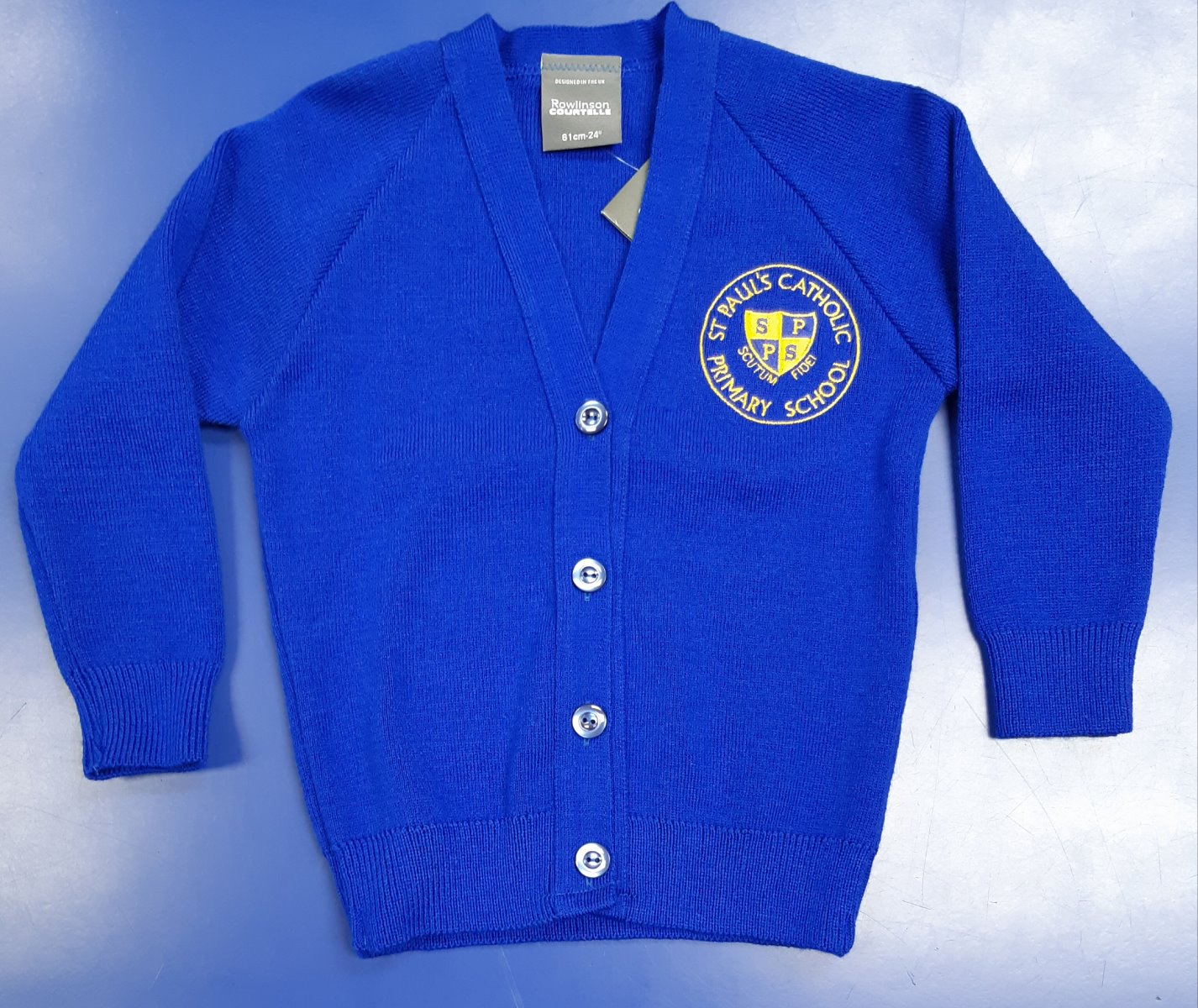 St Pauls Royal Blue Knitted Cardigan w/Logo