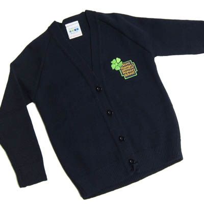 St Theresa's Girls Navy Knitted Cardigan w/Logo