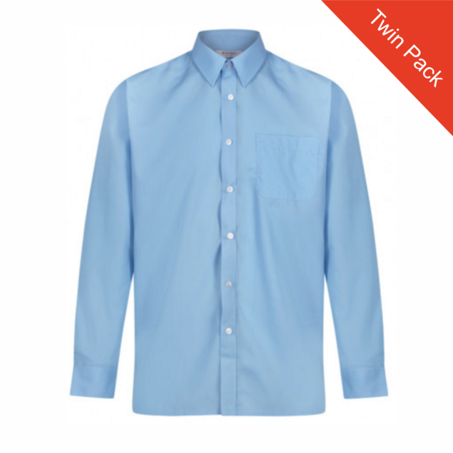 Boys Long Sleeved Shirts – Twin Pack – Blue