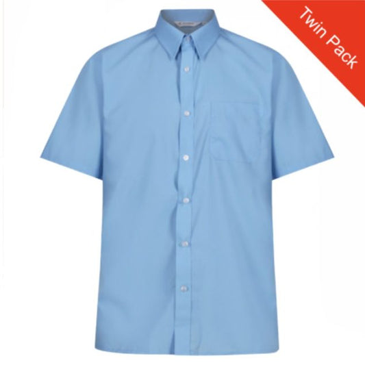 Boys Short Sleeved Shirts -Twin Pack – Blue