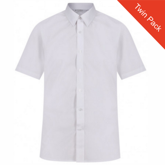 Boys Short Sleeved Shirts -Twin Pack – White