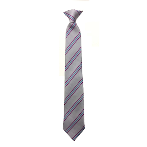 Bishop Young Grey/Pink/Blue School Tie – Clip on 16″